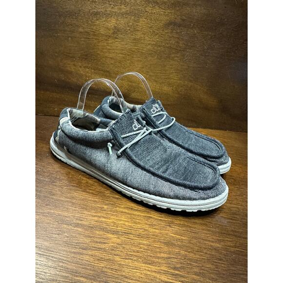 Hey Dude Wally Boho Men 12 Denim Brown Neutral Slip On Shoes Casual Cowboy Aztec - Picture 3 of 7